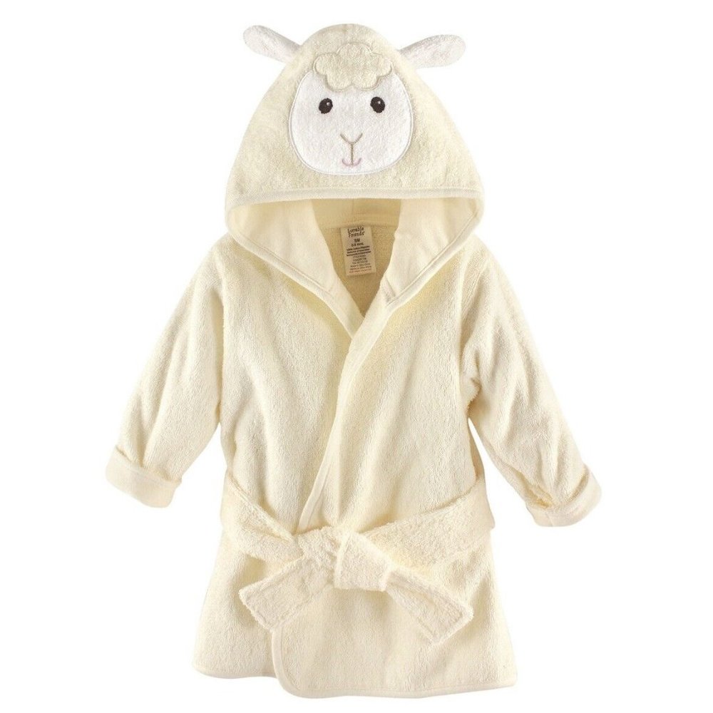 Luvable Friends Animal Face Bathrobe, Hooded towel Lamb  0-9 mo